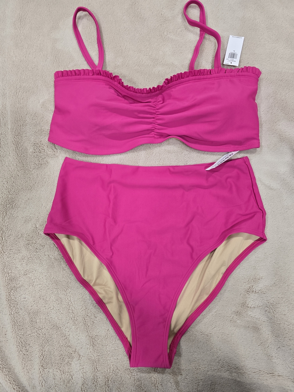 Old Navy Hot Pink Ruffled Bandeau Bikini Set